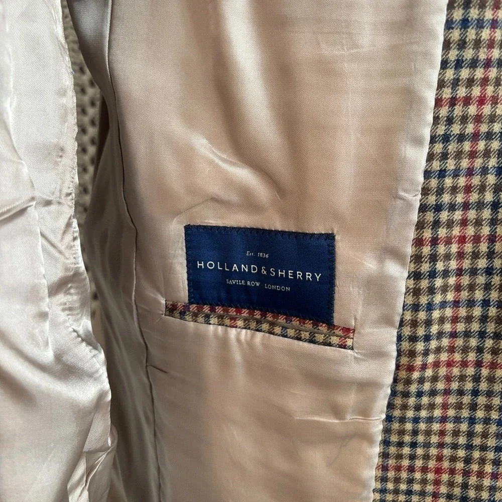 Holland & Sherry Royal Classic Houndstooth Wool‎ Blazer Premium Tom James 46L